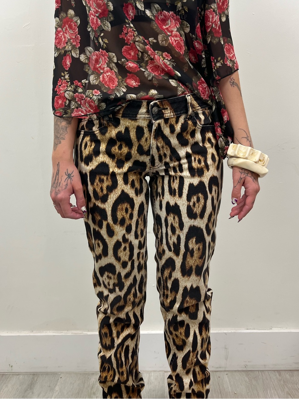 Roberto Cavalli Authentic Leopard Print Jeans 2000s